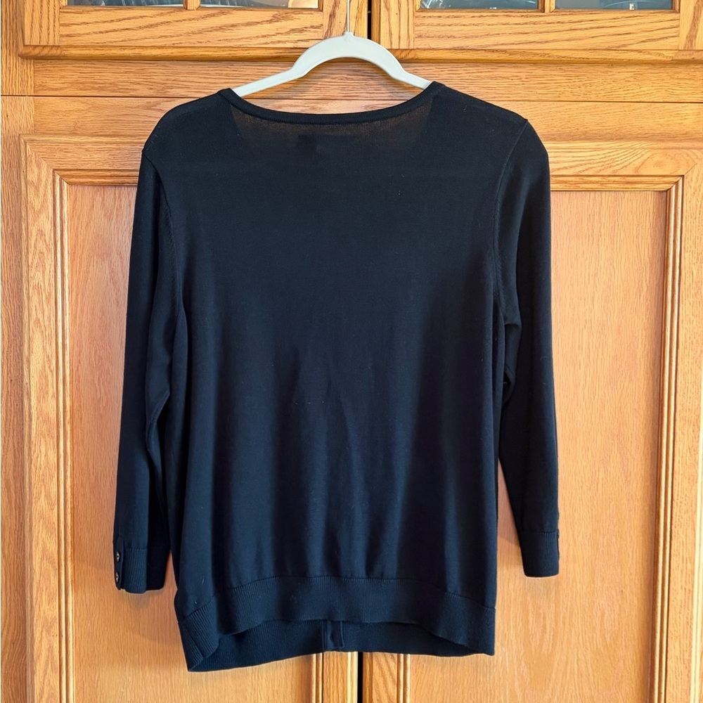 Liz Claiborne Black Button-Front Lightweight Cardigan silk/cotton size large - Picture 2 of 5